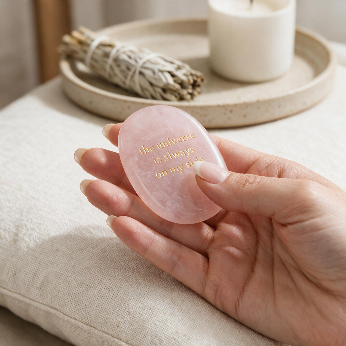 Inspirational Energy Stone, Positive Affirmation Crystal, The Universe Is Always on My Side, Spiritual Gift, Encouragement Gift