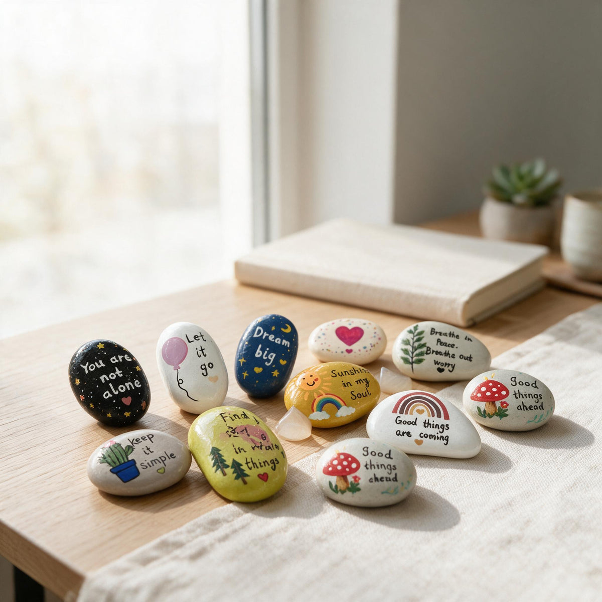 Hand Painted Inspirational Stones, Positive Quote Rock Set, Encouragement Gift, Motivational Gift, Meaningful Gift