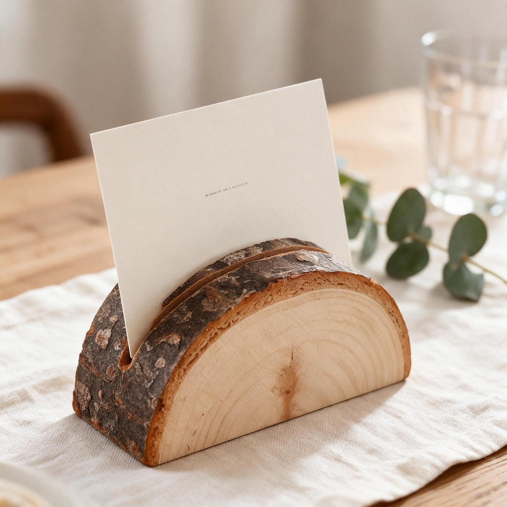 Wooden Display Stand, Mini Card Holder, Photo Holder Base, Wood Slice Stand, Small Art Display, Picture Holder for Desk Decor