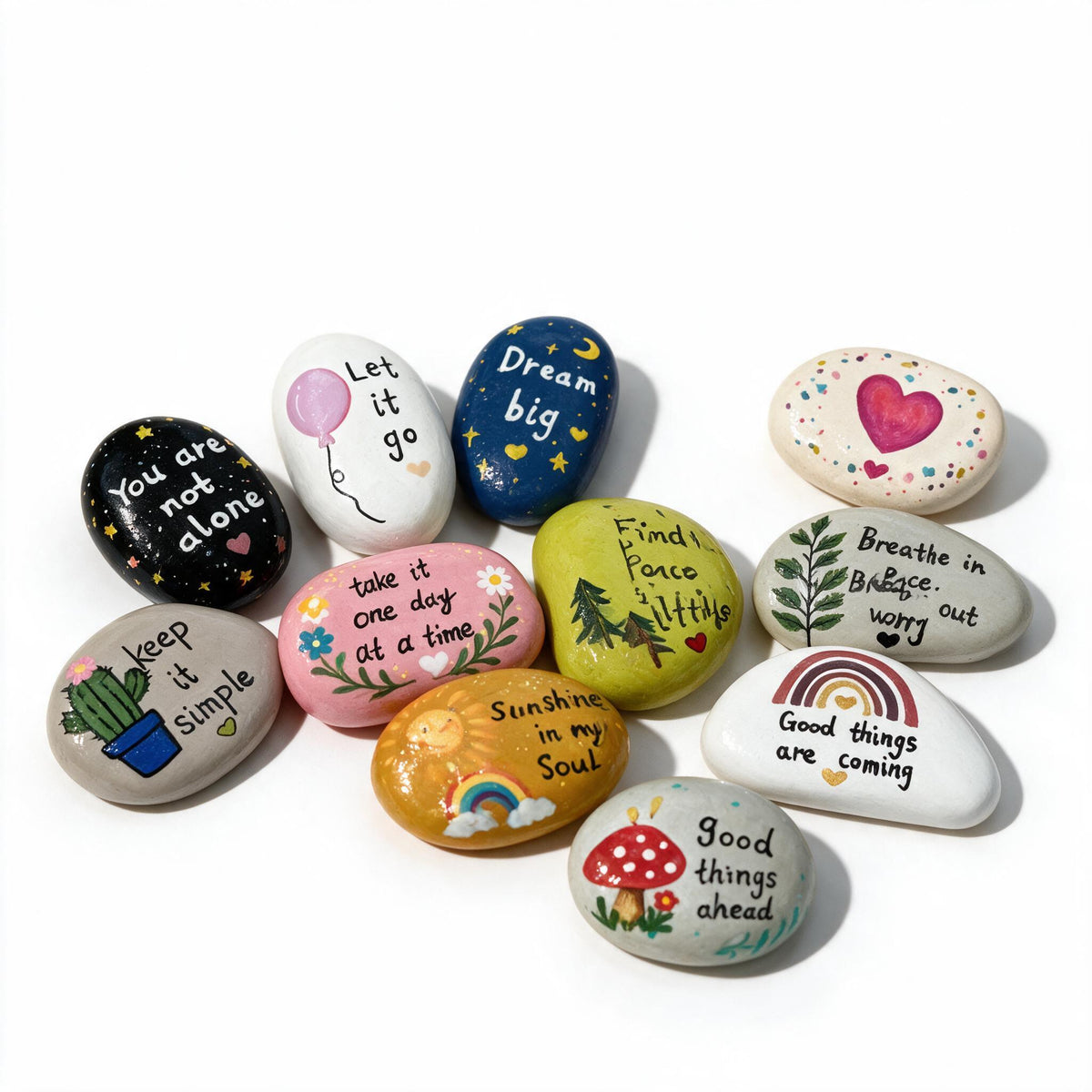 Hand Painted Inspirational Stones, Positive Quote Rock Set, Encouragement Gift, Motivational Gift, Meaningful Gift