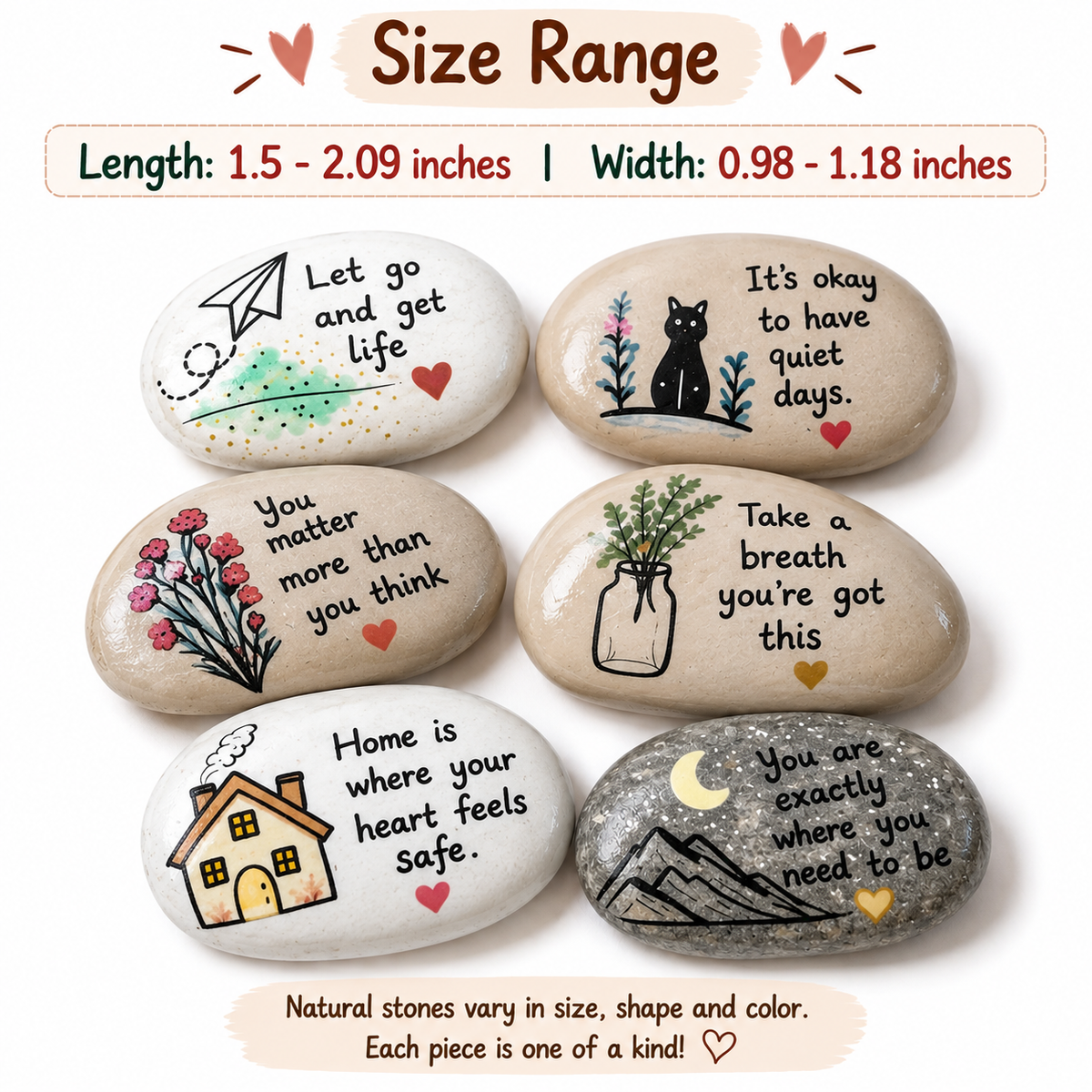 Hand Painted Inspirational Stones, Positive Quote Rock Set, Encouragement Gift, Motivational Gift, Meaningful Gift