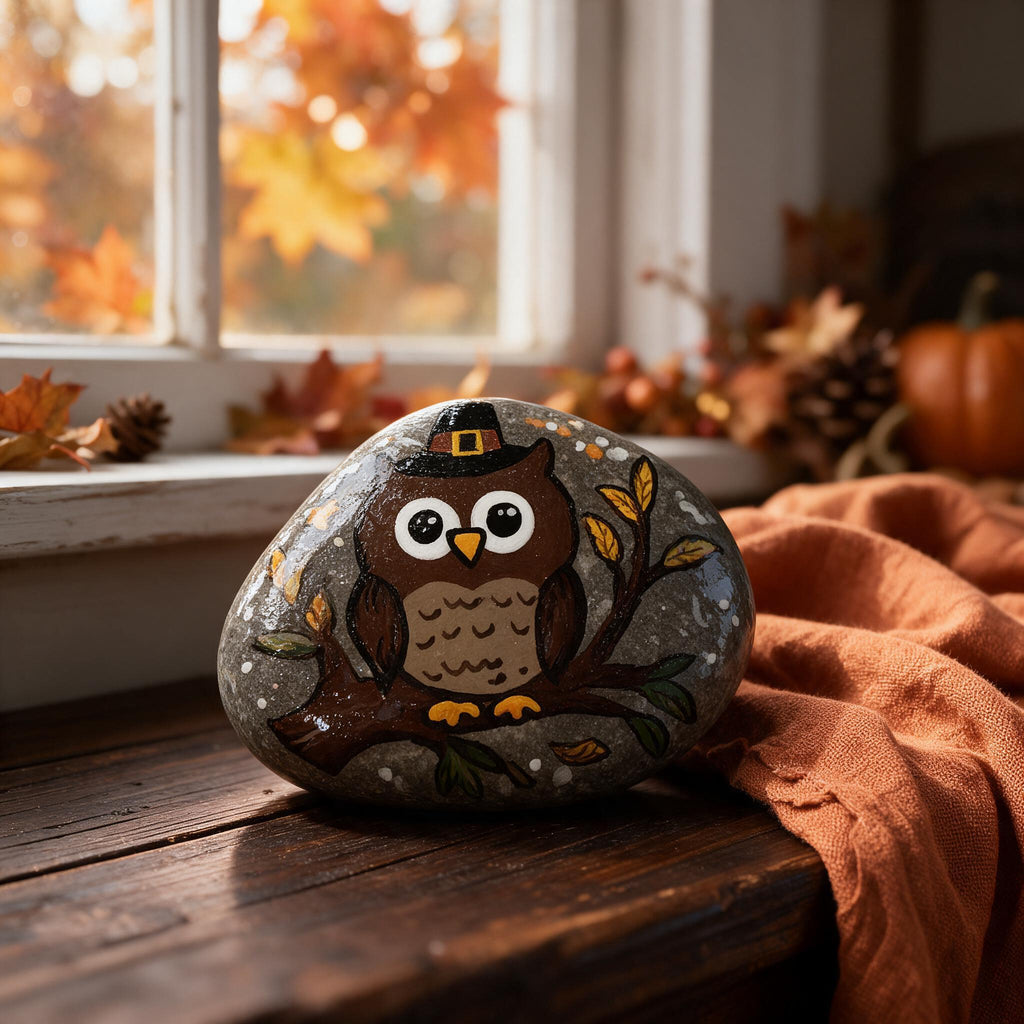 Hand-Painted Thanksgiving Stone Sets – 5 or 6 Piece Options