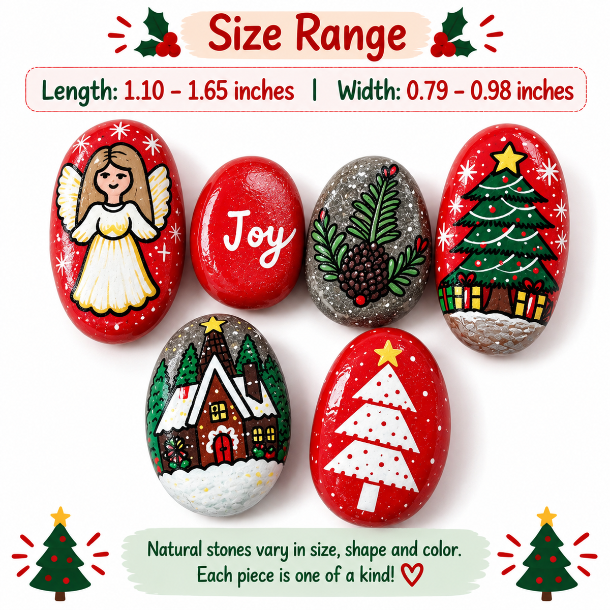 Hand Painted Christmas Rocks, Christmas Stone Art Set, Santa Snowman Reindeer Decor, 6 9 12 Piece Holiday Gift, Christmas Decor