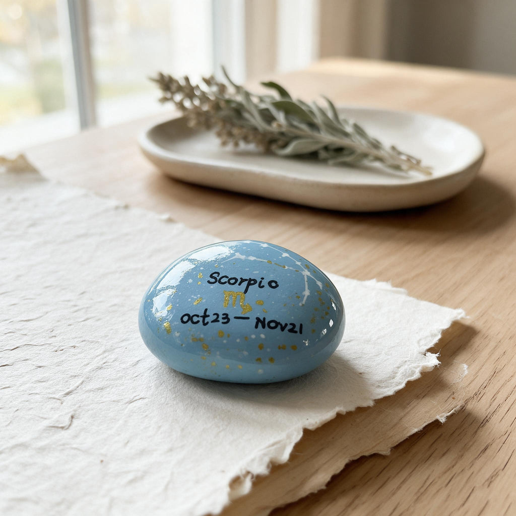 12 Zodiac Hand Painted Stones, Astrology Gifts, Zodiac Sign Decor, Birthday Gift, Celestial Keepsake