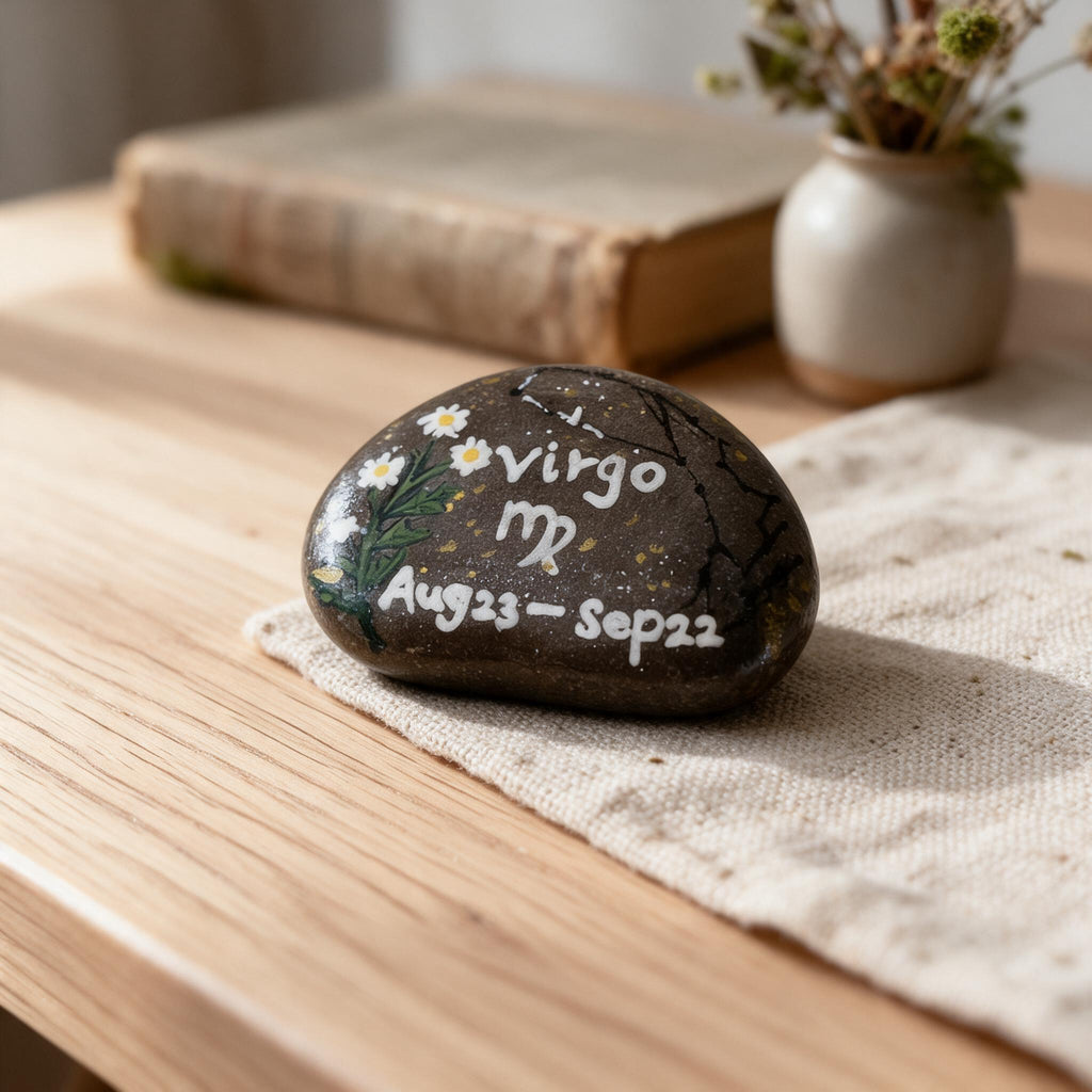 12 Zodiac Hand Painted Stones, Astrology Gifts, Zodiac Sign Decor, Birthday Gift, Celestial Keepsake