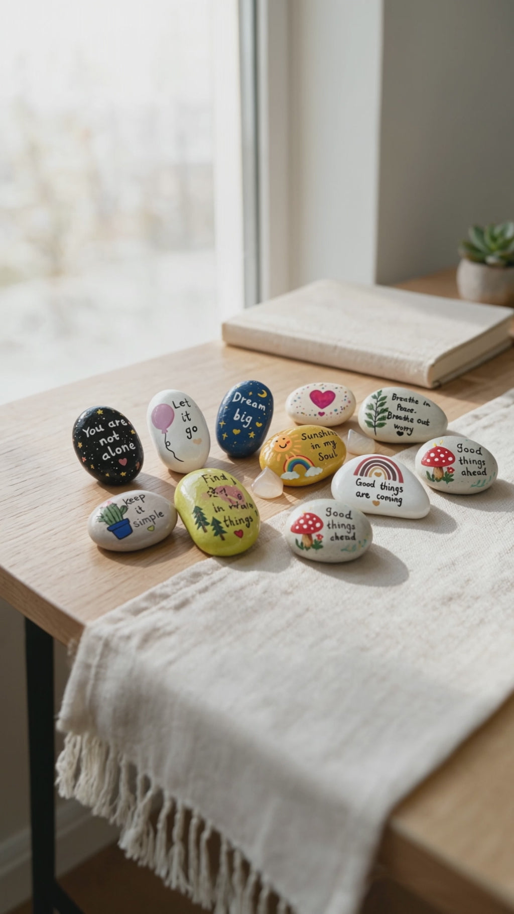 Hand Painted Inspirational Stones, Positive Quote Rock Set, Encouragement Gift, Motivational Gift, Meaningful Gift
